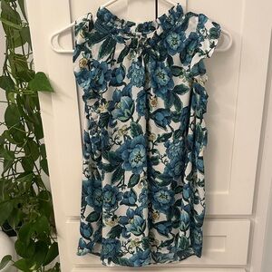 Loft Floral Blue and Green Women's Top Medium